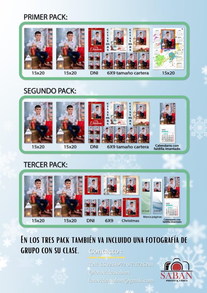 Packs de fotos que proponemos al colegio